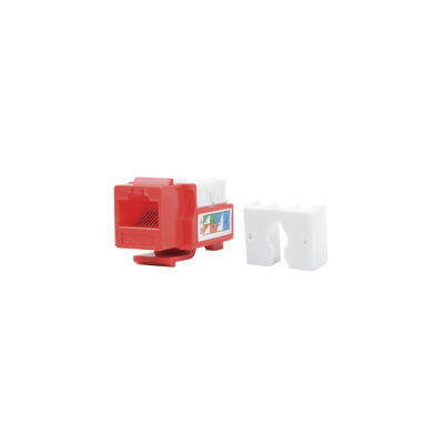 Módulo Jack Keystone Cat5e con Terminación 110 (Punchdown) para Faceplate - Color Rojo