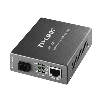 Convertidor Fibra Óptica WDM Monomodo / 1 puerto RJ45 10/100 Mbps / 1 puerto SC/UPC 100 Mbps /  Hasta 20 Km / Para su Funcionamiento Requiere el Modelo MC112CS / Plug and Play