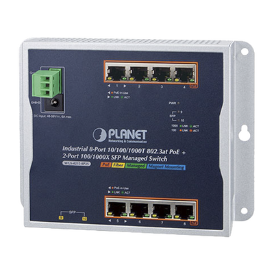 [WGS-4215-8P2S] Switch Industrial PoE Administrable de Pared Capa 2, 8 Puertos Gigabit PoE 802.3at y 2 Puertos 100/1000X SFP