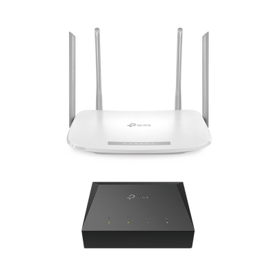[KITONU-EC220G5] Kit de ONU Gigabit XZ000G3 con Router Router Inalámbrico ISP doble banda AC, Hasta 1167 Mbps, 4 antenas externas omnidireccional, Puertos Gigabit