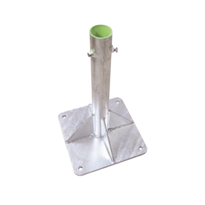 [SLM-BA-7G] Base para Mástil Hasta 2" con Opresores, Base de 30 x 30 cm y Tubo de 50 cm Ced. 30. Galv. Inmersión.