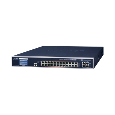 [GS-6320-24UP2T2XV] Switch Administrable L3, 24 puertos Gigabit PoE 802.3bt, 2 puertos 10G SFP+, Pantalla Tactil, Fuente Redundante, (600W)