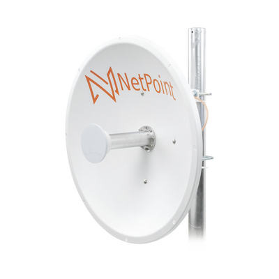 [NP1GEN2] Antena Direccional de alto rendimiento / diámetro  de 60 cm / 4.9-6.4 GHz / Ganancia 30 dBi / SLANT de 45 ° y 90 ° / Ideal para 30 km / Conector N-Hembra / Montaje  y jumpers incluidos.