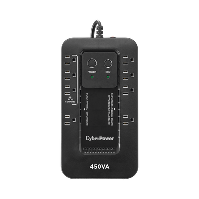 UPS de 450 VA/260 W, Topología Standby con Modo Ahorrador ECO, Entrada 120 Vca NEMA 5-15P, Con 8 Tomas NEMA 5-15R 