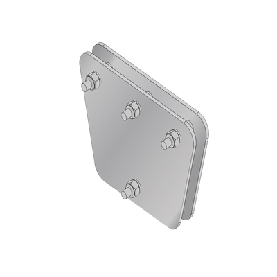 [SP-202030-G] Placas igualadoras con tornillería y separadores, para 3 retenidas. Galvanizado en inmersión (20x20x30 cm).