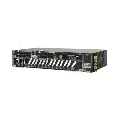 OLT Carrier Class Modular GPON, 2 Ranuras, Incluye 1 Tarjeta GPOA de 16 puertos GPON, 1 Fuente de CA, 2 UR, Gestión por UNM2000, CLI, Incluye Instalación de Software UNM2000, (Interoperabilidad con ONUs de Terceros sin Costo)