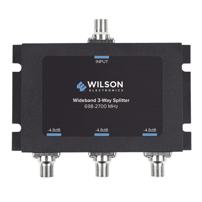 [850-035] Divisor de potencia de 3 vías para la distribución de señal a tres antenas de servicio | 4.8 dB de pérdida por puerto | Conectores F hembra