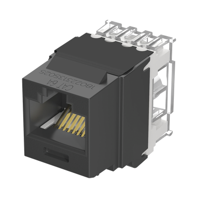 [NK6X88MBL] Conector Jack Estilo 110 (de Impacto), Tipo Keystone, Categoría 6A, de 8 Posiciones y 8 Cables, Color Negro