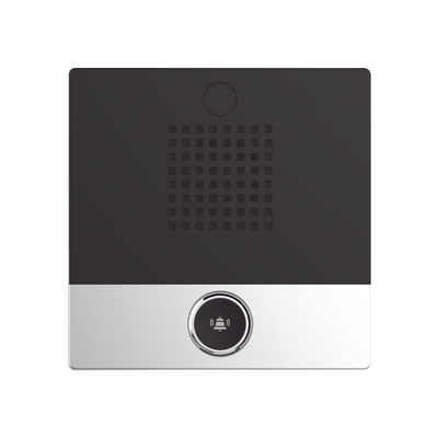 [I10S] Mini Intercomunicador para hotelería y hospitales, con diseño elegante, PoE, 1 botón, 1 relevador integrado de salida y entrada.