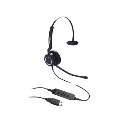 Audífonos USB de Diadema MONO con Audio HD / Micrófono con Cancelación de Ruido / Calidad para uso en Oficina