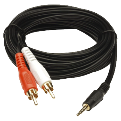 Convertidor 3.5mm Estéreo a 2 RCA Macho 1.83m | para Aplicaciones de Audio | Compatible con Amplificadores VSSL y Epcom ProAudio