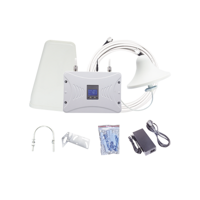 Kit Amplificador de Señal Celular 2G, 3G y 4G / Mejora llamadas convencionales y VoLTE / Amplifica señal de TELCEL, AT&T y MOVISTAR / Cubre hasta 300 m² con una antena y hasta 900 m² con 3 antenas.