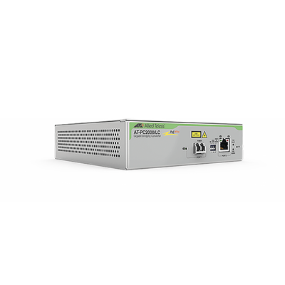 [AT-PC2000/LC-960] Convertidor de medios Gigabit Ethernet PoE+ a fibra óptica, conector LC, multimodo (MMF), distancia hasta 550 m