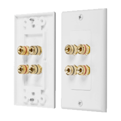 Placa de Pared | Postes de Unión Tipo Banana | Conexión para 2 Altavoces | Fácil Instalación | Conectores Chapados en Oro