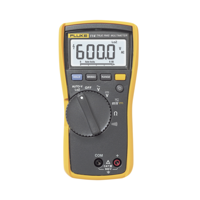 [FLUKE-114] Multímetro Digital Básico para Electricista, Uso con Voltaje Máximo de 600 V y Pantalla LED Retroiluminada