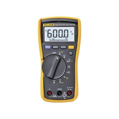 [FLUKE-115] Multímetro Digital para Electricista, Para Pruebas de Capacitancia y Diodos, Uso con Voltaje Máximo de 600 V, Pantalla LED Retroiluminada