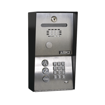 [1802-090] Audioportero Telefónico DKS Con Directorio / 100 Números Telefónicos / Control Para 2 Puertas / Gabinete Para Sobreponer / Marcación a 16 Digitos / Linea análoga o digital