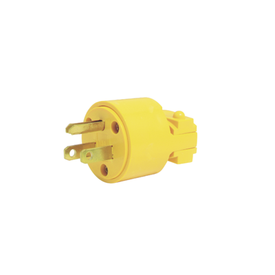 Clavija con Abrazadera Plástica Aterrizada  / 127 V CA 15 A Max.  / Fabricada en Plastico ABS.