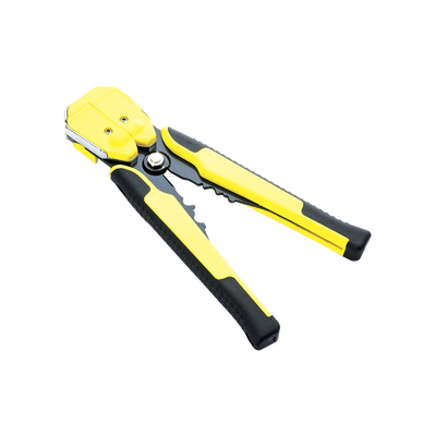 [JX-1301] Pinza multifuncional Pelacables, con terminal de pestaña, prensado automático de color amarillo.     