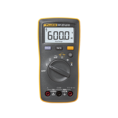 [FLUKE-107ESP] Multímetro Digital de Tamaño Compacto, Para Medición de Corriente y Tensión, Uso con Voltaje Máximo de 600 V, Pantalla LED Retroiluminada