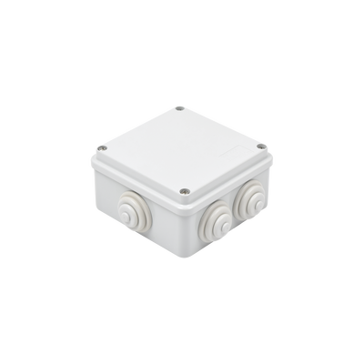[GW-44-004] Caja Estanca de PVC Para Derivación y Conexión, 6 Entradas, Tapa Atornillada,100x100x50 mm (Área Interna), Uso Exterior IP55, Material que no Propaga el Fuego y Libre de Hálogenos