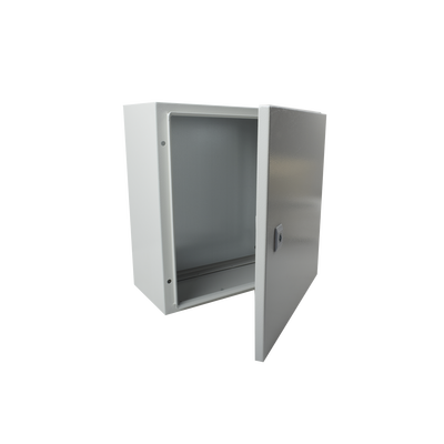 [PST-4040-20A] Gabinete de Acero IP66 Uso en Intemperie (400 x 400 x 200 mm) con Placa Trasera Interior de Metal y Compuerta Inferior Atornillable (Incluye Chapa y Llave T).
