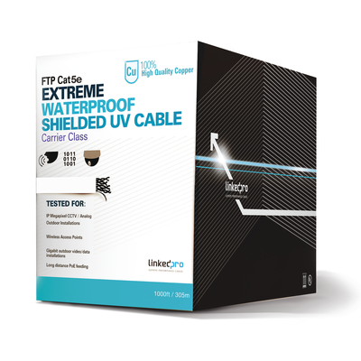 Bobina de Cable UTP Cat5e para Exterior en Color Blanco / 305 Metros (1000 Pies) / Certificada UL / Sin Blindaje