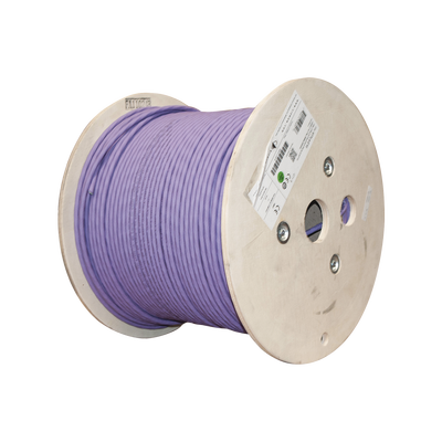 [9T7L4-E10] Bobina de Cable Blindado S/FTP de 4 Pares, Cat7A, Inmune a Ruido e Interferencias, LS0H (Bajo Humo, Cero Halógenos), Color Violeta, 305 Metros (1000 Pies)