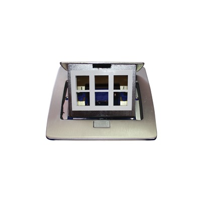 [TH-MC-PD] Mini Caja de Piso Rectangular para Datos y Conectores Tipo Keystone, Color y Material en Acero Inoxidable (3 Puertos) (11000-21202)