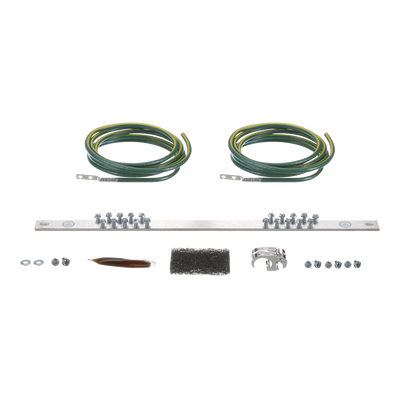 [RGRKCBNJEJY] Kit de Puesta a Tierra con dos Jumpers 6 AWG y Barra de Conexiones de 20 Orificios, para Rack de 19in