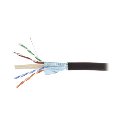 [9A6O4-A5-01AR1A] Bobina de Cable Blindado F/UTP de 4 Pares, Para Exterior con Gel, Cat6A (23 AWG), Industrial para Climas Extremos, Enterrado Directo, Color Negro, 305 Metros (1000 Pies)