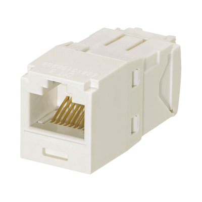[CJ688TGIW] Conector Jack RJ45 Estilo TG, Mini-Com, Categoría 6, de 8 Posiciones y 8 Cables, Color Blanco Mate