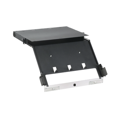 [FCE1U] Panel de Distribución de Fibra Óptica, Acepta 4 Placas FAP o FMP, Bandeja Deslizable e Inclinable Hacia Abajo, Hasta 96 Fibras, Color Negro, 1UR