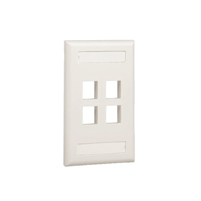 [NK4FIWY] Placa de Pared Vertical, Salida Para 4 Puertos Keystone, Con Espacios Para Etiquetas, Color Blanco Mate
