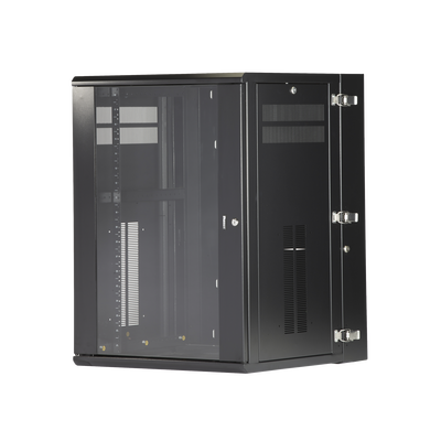 [PZWMC18W] Gabinete PanZone de Montaje en Pared, de 19in, Puerta con Ventana de Seguridad, 18 UR, 635mm de Profundidad, Color Negro