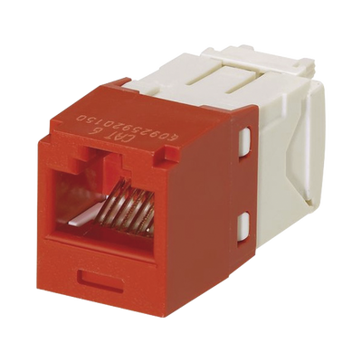 [CJ688TGRD] Conector Jack RJ45 Estilo TG, Mini-Com, Categoría 6, de 8 Posiciones y 8 Cables, Color Rojo