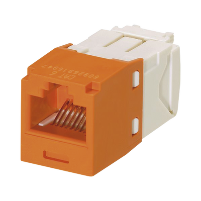 Conector Jack RJ45 Estilo TG, Mini-Com, Categoría 6, de 8 Posiciones y 8 Cables, Color Naranja