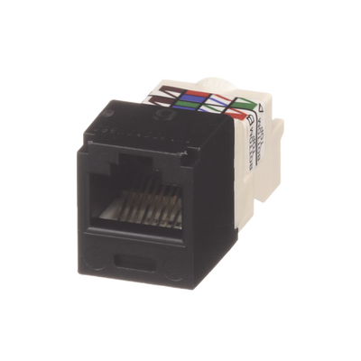 [CJ688TPBL] Conector Jack RJ45 Estilo TP, Mini-Com, Categoría 6, de 8 Posiciones y 8 Cables, Color Negro
