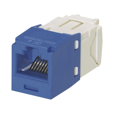 [CJE6X88TGBU] Conector Jack RJ45 Estilo TG, Mini-Com, Categoría 6A, Con Gel Resistente a la Corrosión, de 8 Posiciones y 8 Cables, Color Azul