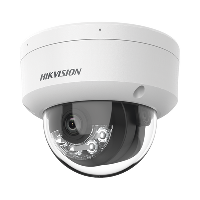 Domo IP 4 Megapixel / Lente 2.8 mm / Dual Light (30 mts IR + 30 mts Luz Blanca) / Micrófono Integrado / Antivandálico IK08 / Motion Detection 2.0 / Exterior IP67 / H.265 / PoE / ONVIF / Micro SD