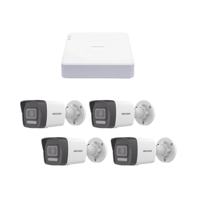 Kit IP 1080p (2 Megapixel) / NVR de 4 Canales con 4 Puertos PoE / 4 Cámaras IP Bala ColorVu Lite y Motion Detection 2.0 / Micrófono Integrado
