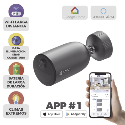 [CS-EB3] Cámara IP Inalámbrica Con Batería Recargable (Cero Cables) / 2K (3 Megapixel) / Micro SD / Detección Humana / Colores en Oscuridad / Sirena y Estrobo / 15 Mts IR / 15 Mts Luz Blanca / Exterior