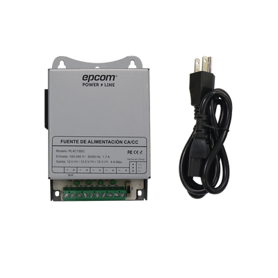 [PL-4C-15DC] Fuente de Poder Metálica / Para 4 Cámaras / Ajustables a 12 o 13.5 o 15 Vcc / 4 Amperes / Instalación en Pared.
