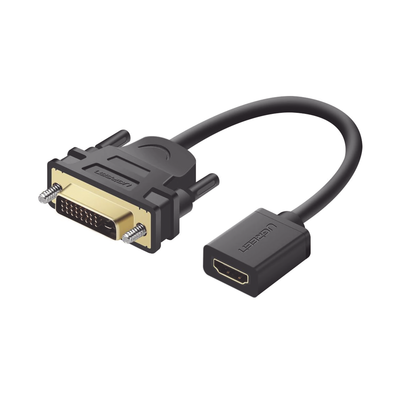 [20118] Convertidor DVI Macho a HDMI Hembra | Bidireccional | DVI 24+1 | 1080P@60Hz | Cable de 22 cm (8.66 Pulgadas) | Negro