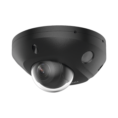 [Dual Light + 2 Micrófonos Integrados] Mini Domo IP 4 Megapixel / Color Negro / Lente 2.8 mm / 30 mts Luz Blanca + 30 mts IR / ACUSENSE / Exterior IP67 / IK08 /  WDR 120 dB / PoE / ONVIF / Alarmas I/O / Micro SD / ACUSEEK