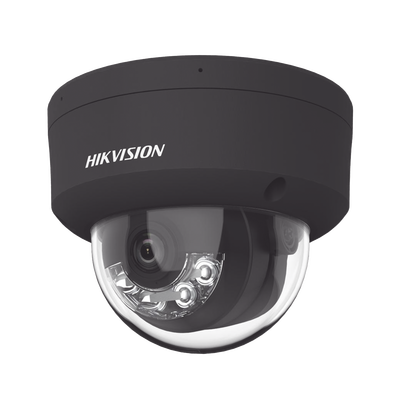 Domo IP 4 Megapixel / Color Negro / Lente 2.8 mm / Dual Light (30 mts Luz Blanca + 30 mts IR) / 2 Micrófonos Integrados / ACUSENSE / Exterior IP67 / IK10 / WDR 120 dB / PoE / ONVIF / Micro SD / Metal / ACUSEEK