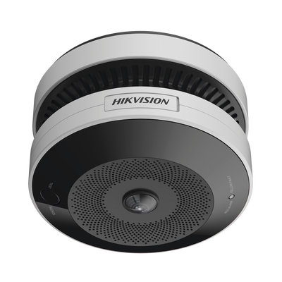 [HF-VS409] (HikFire) Mini Fisheye IP 4 Megapixel con Detector de Humo Puntual  / Autónomo / Entrada y Salida de Alarma / 15 mts IR / PoE / WDR 120 dB / Alarma de 85 dB / MicroSD 128GB / Compatible con Hik-Connect