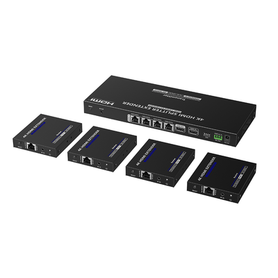 Kit Divisor y Extensor HDMI | 1x4 | Hasta 70 m |Resolución 4K @ 60 Hz |  Cat 6/6a/7 | IPCOLOR | CERO LATENCIA  | EDID | RS232 | Salida Loop / PoC