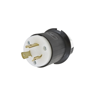 [HUB-HBL-2321] Clavija Industrial con Bloqueo de Media Vuelta / 20 A 250 V CA / 2 Polos 3 Hilos / Color Blanco y Negro / Nema L6-20P.