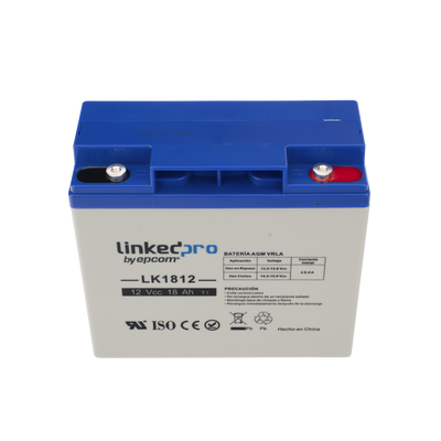 [LK1812] Batería de respaldo 12 V  |  18 Ah  |  AGM | Especial para Seguridad Electrónica | UPS | Sistemas de Emergencia | Vida útil 5 años | Terminales T1 